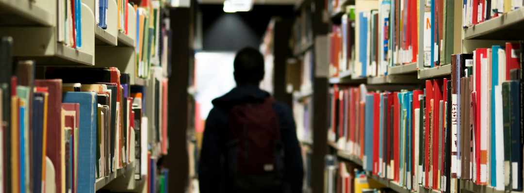 boy in a library